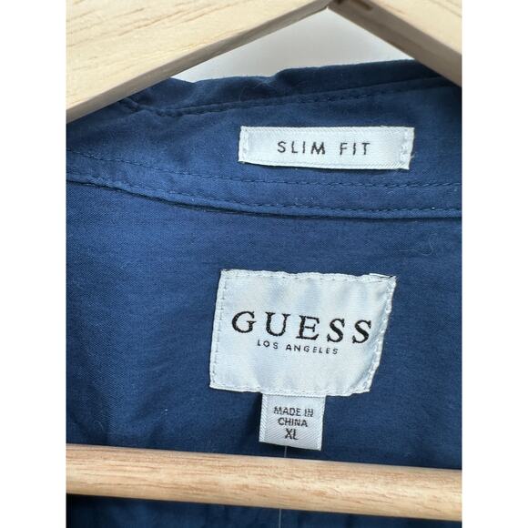 GUESS‎ Slim Fit Button Down Dress Shirt Men XL Blue NWT - Picture 5 of 9